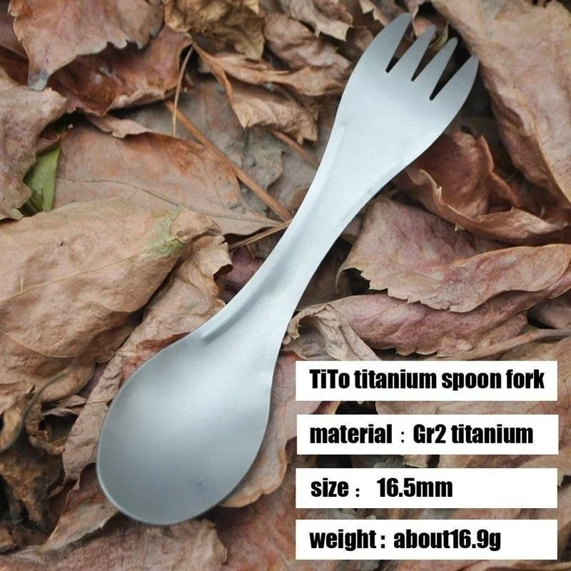 Tai Alloy Spoon Titanium Alloy Fork Outdoor Camping Hiking Eating Tool Picnic Barbecue Folk Spoon camping cutlery portable tableware portable cutlery