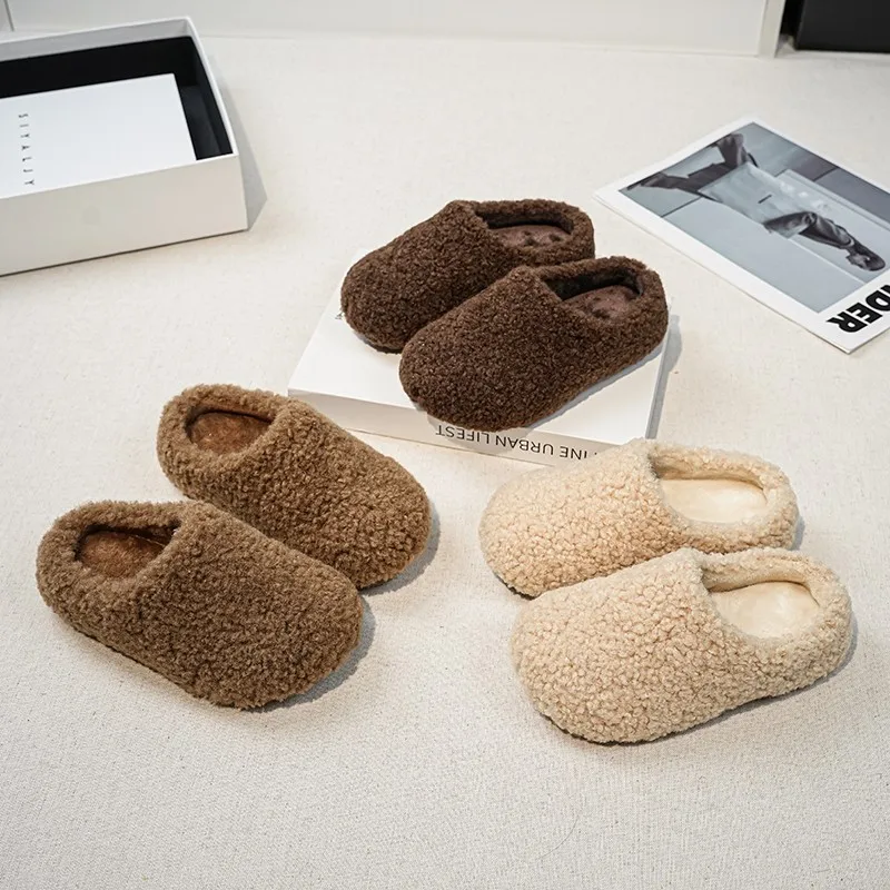 Kids Winter Slippers – Soft Sole Fluffy Cotton House Shoes for Boys & Girls