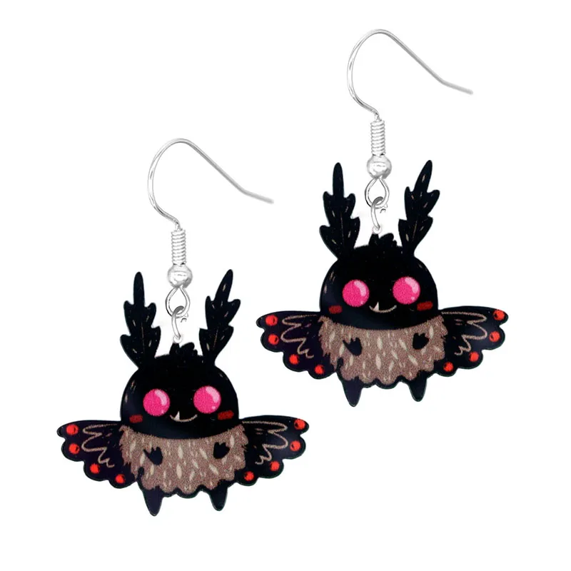 Halloween Earrings Cute Cartoon Cat Crow UFO Bat Design Dangle Earrings Acrylic Jewelry Versatile Accessories