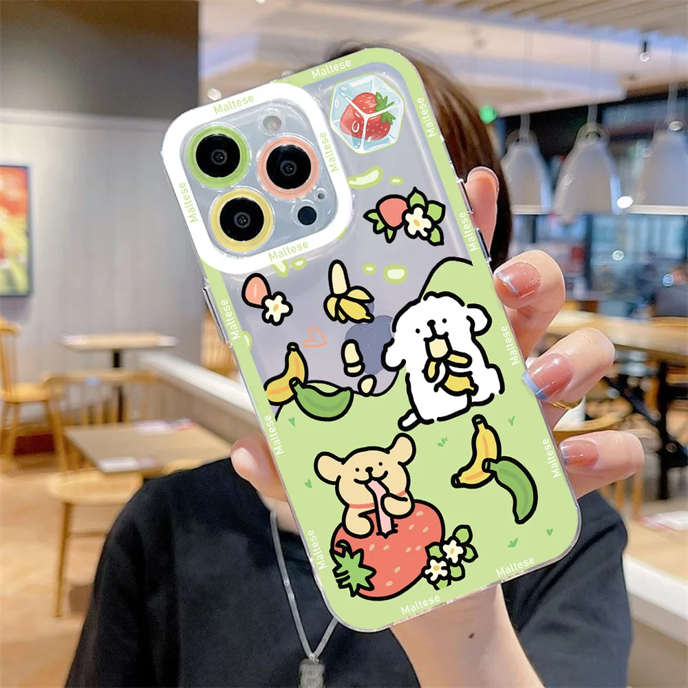 Summer Line Puppy Maltese Clear Soft Phone Case