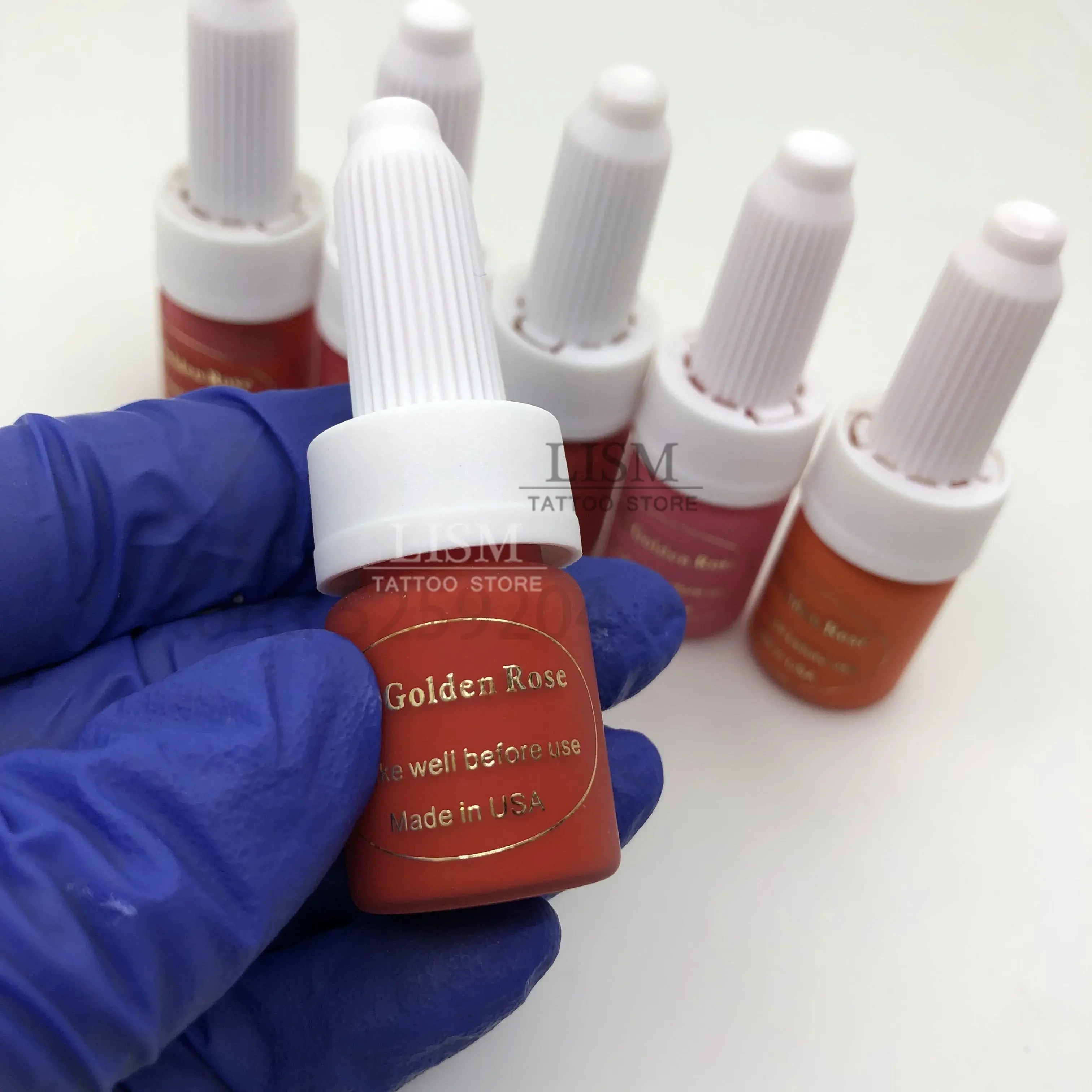 5Ml/bottle Golden Rose Micro Pigment Permanent Makeup Tattoo Ink Microblading Eyebrows Lips Tattoo Lipstick Pigment Ink Set