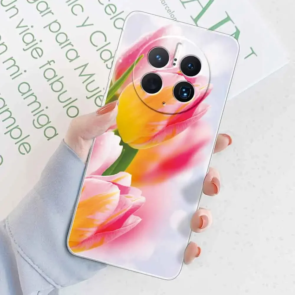 Elegant Marble Design Transparent Silicone Case for Huawei Mate 50 Series - Soft and Durable Protective Shell