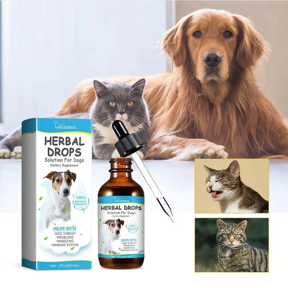 Pet Herbal Drop for Nighttime Cough Relief Safe Natural Formula Cough Throat Symptoms Soothing Calming Essential Oil 60ml