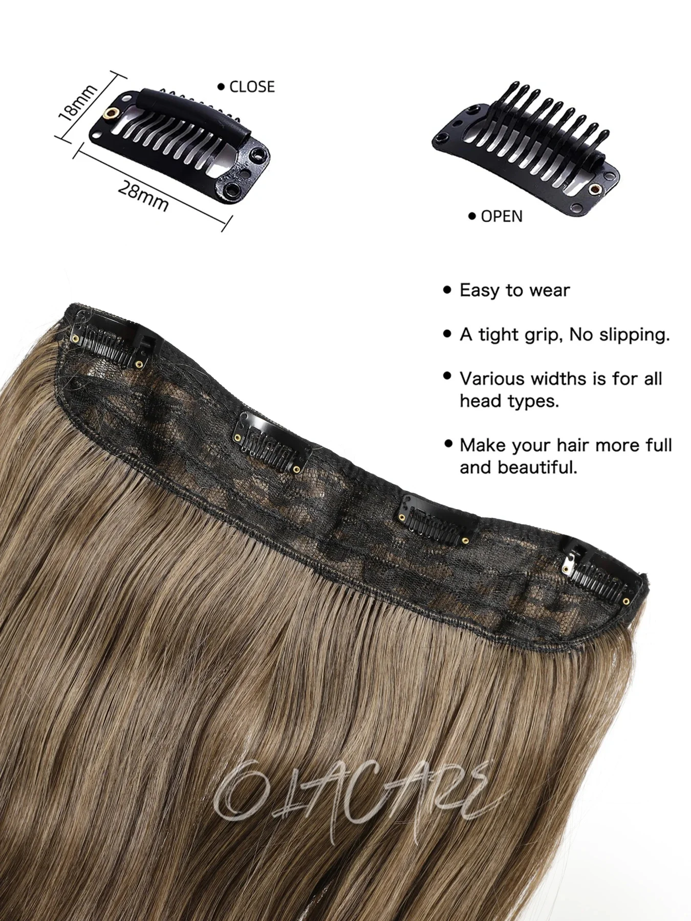 Synthetic Curly Wavy Hair Extensions Clip In Omber Brown Blonde