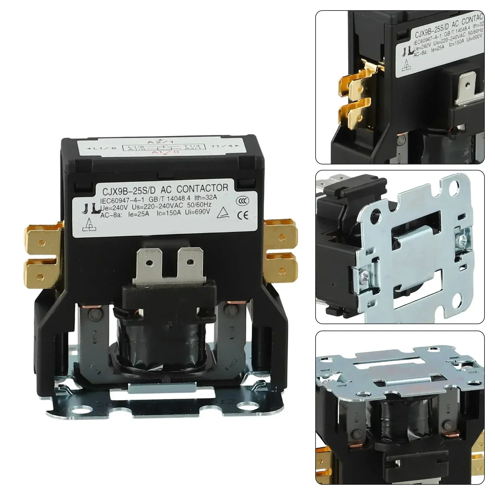 에어컨 AC 접촉기 58.5x51x62mm 단극 릴레이 CJX9B/25S/D 220V VAC용 최대 600개 장치용