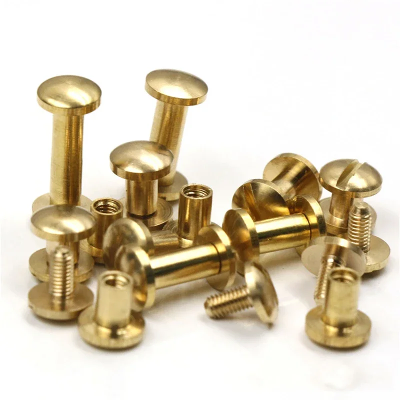 10sets Solid Brass Binding Chicago Screws Nail Stud Rivets for Photo Album Leather Craft Studs Belt Wallet Fasteners rivets and fasteners rivets and screws binding screws
