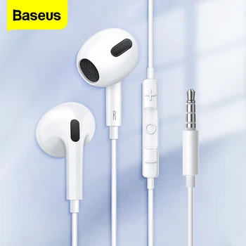 Baseus-H17 3.5mm 유선 이어폰 (마이크 포함), 유선 제어 인 이어 헤드폰, 음악 스포츠 인 이어 모니터 이어 버드 헤드셋