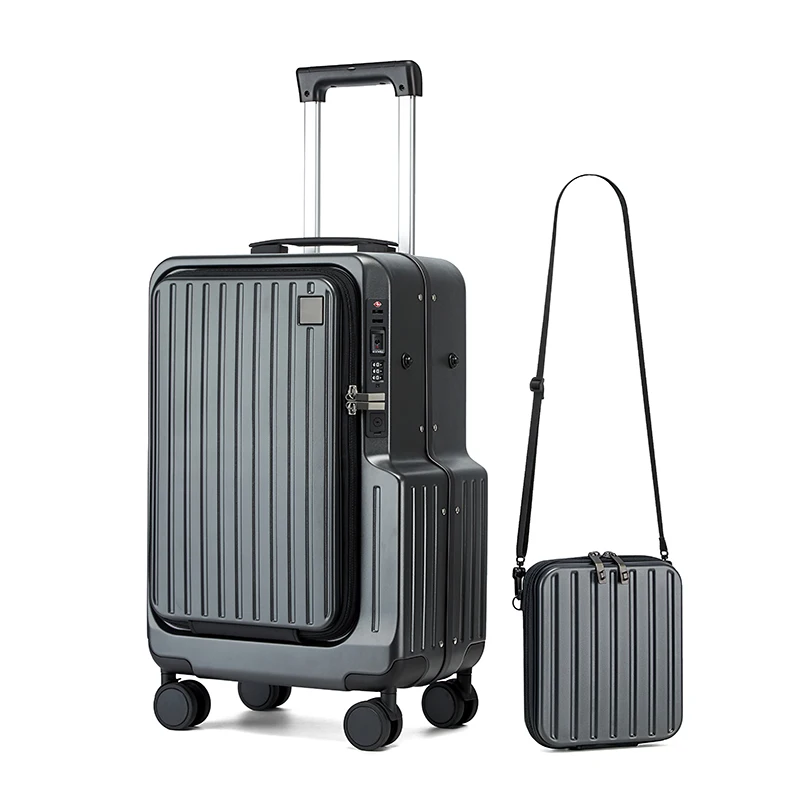 Front Opening Suitcase Deep Warehouse Capacity 20inch Rolling Luggage Aluminum Frame with Detachable Bag Portable Business Trip - Image 3