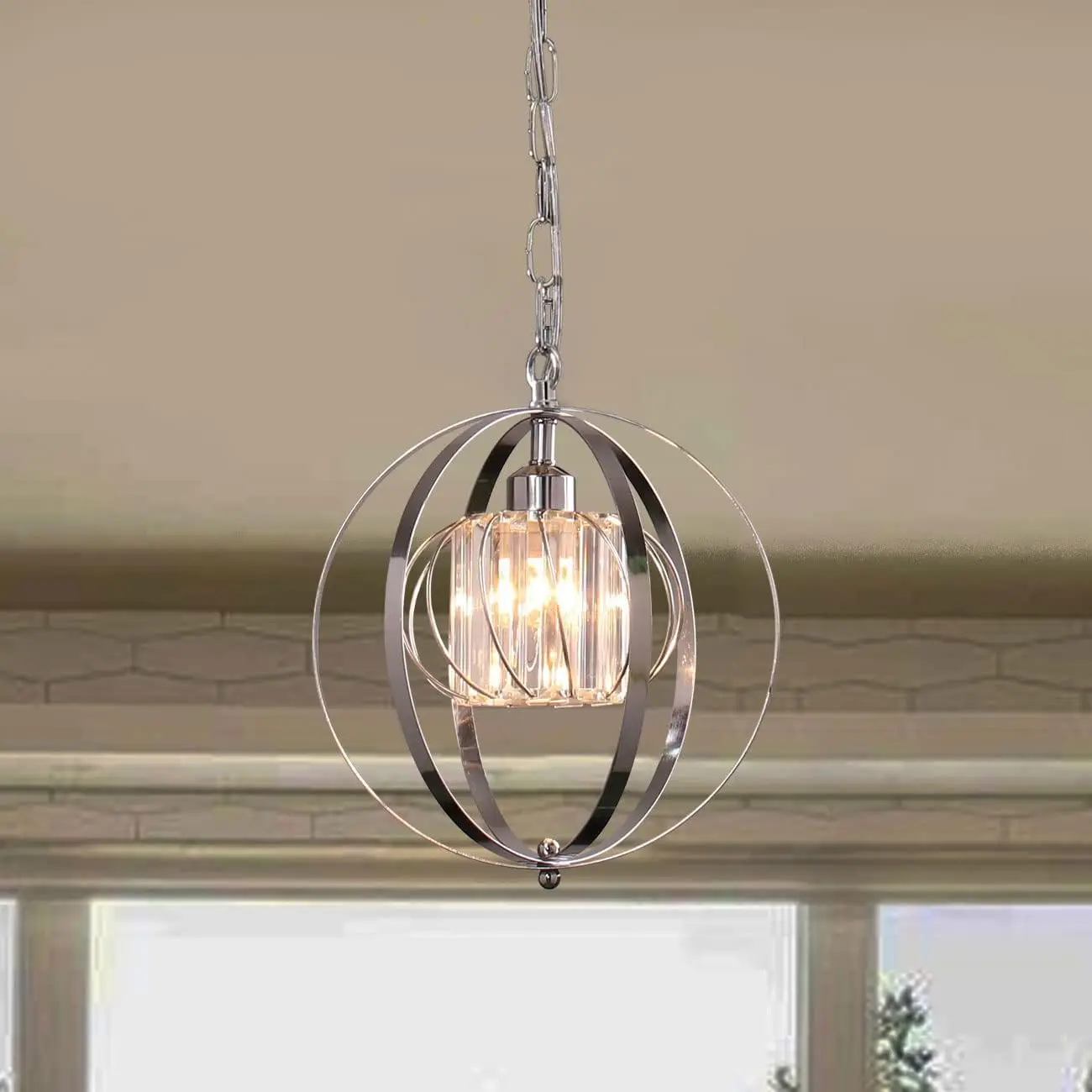 

Farmhouse Pendant Hanging Light Crystal Chandelier Ceiling Light for Kitchen Island Dining Room Hallway Foyer Entryway