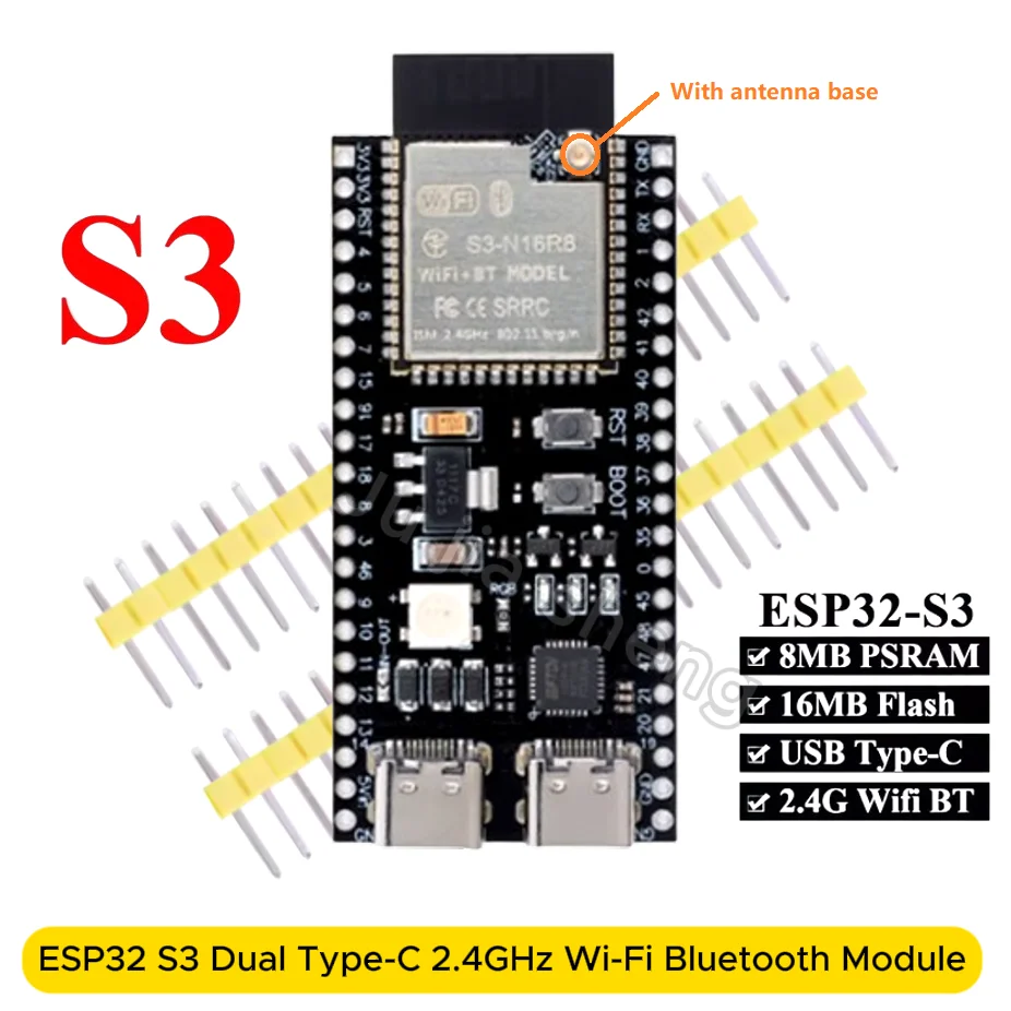 ESP32-S3 Dual Type-C Entwicklungsboard-Modul N16R8 N8R8 Antennenbasis und ESP32 S3 44-Pin Erweiterungsboard Kombinations-Kit