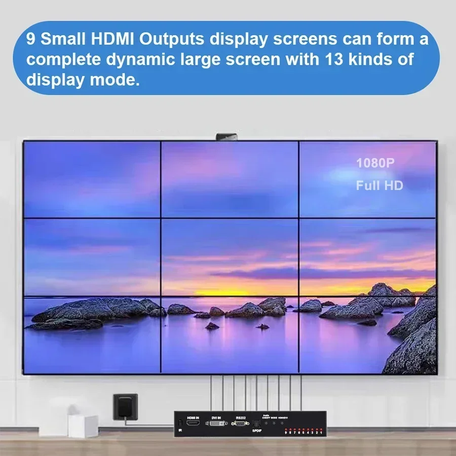 4K 3x3 Video Wall Controller 1x2 1x3 1x4 2x3 2X4 2X2 HDMI Video Wall Controller