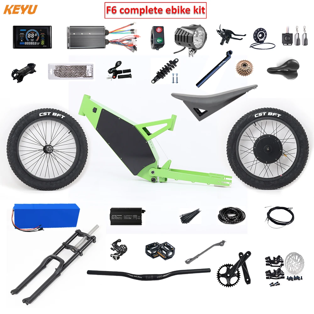 KEYU F6 enduro ebike kit 60V 3000W Electric motorcycle Complete ebike kit conversion electric bike stealth bomber frame