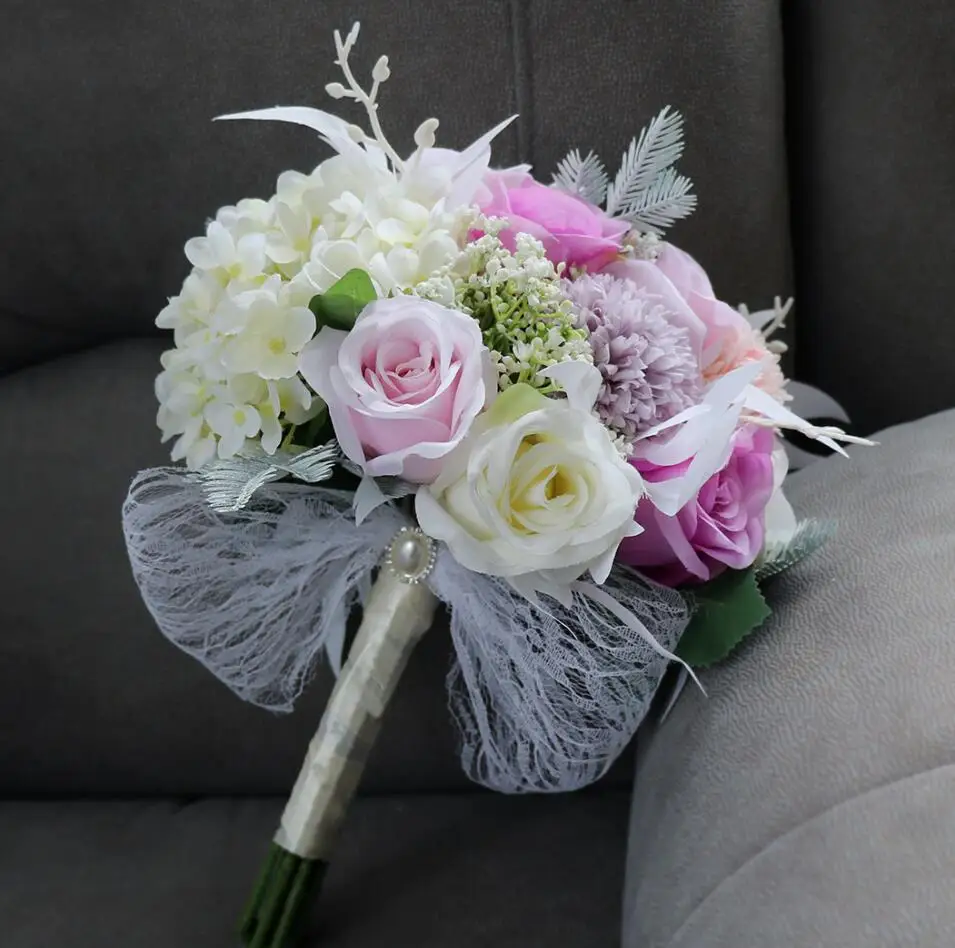 Pink Purple Water Drop Waterfall Wedding Bouquet Artificial Carla Lily
