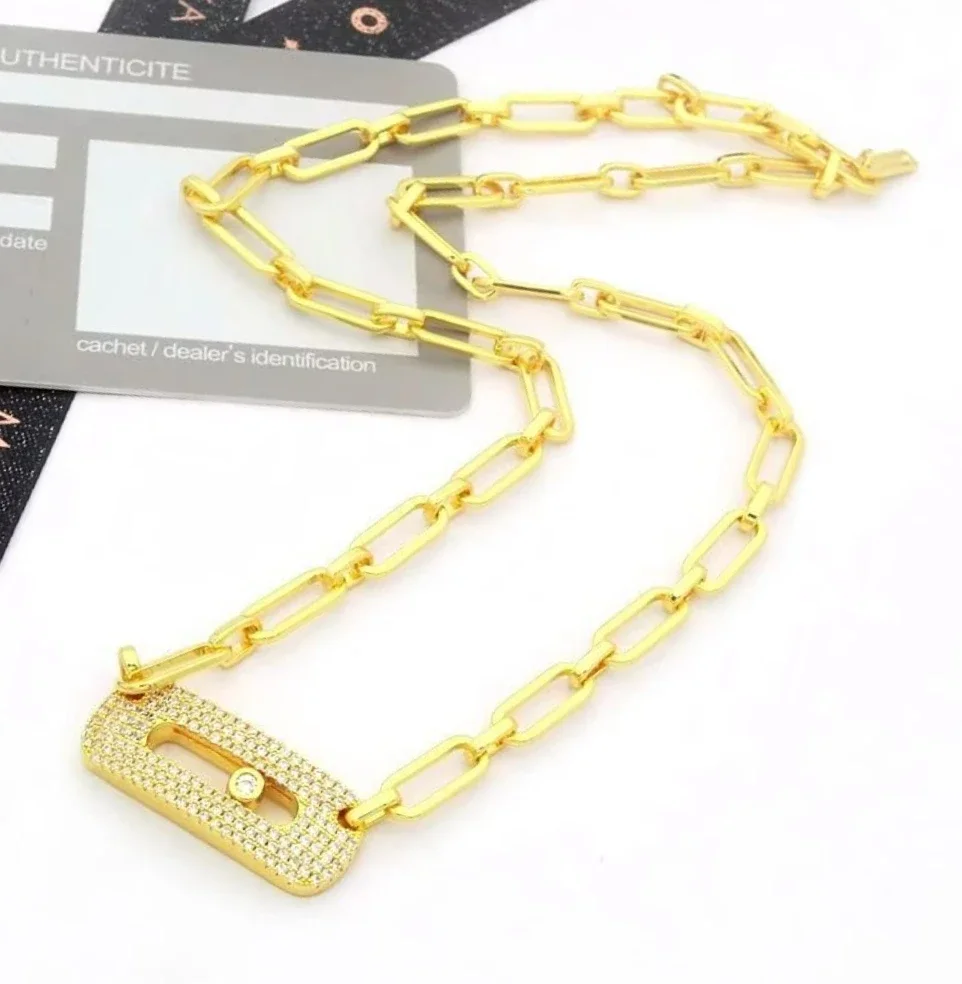 

New Fashion Lady Move Stone Series Pendant Necklaces 925 Women Simple Fashion Love Necklace Brand Jewelry