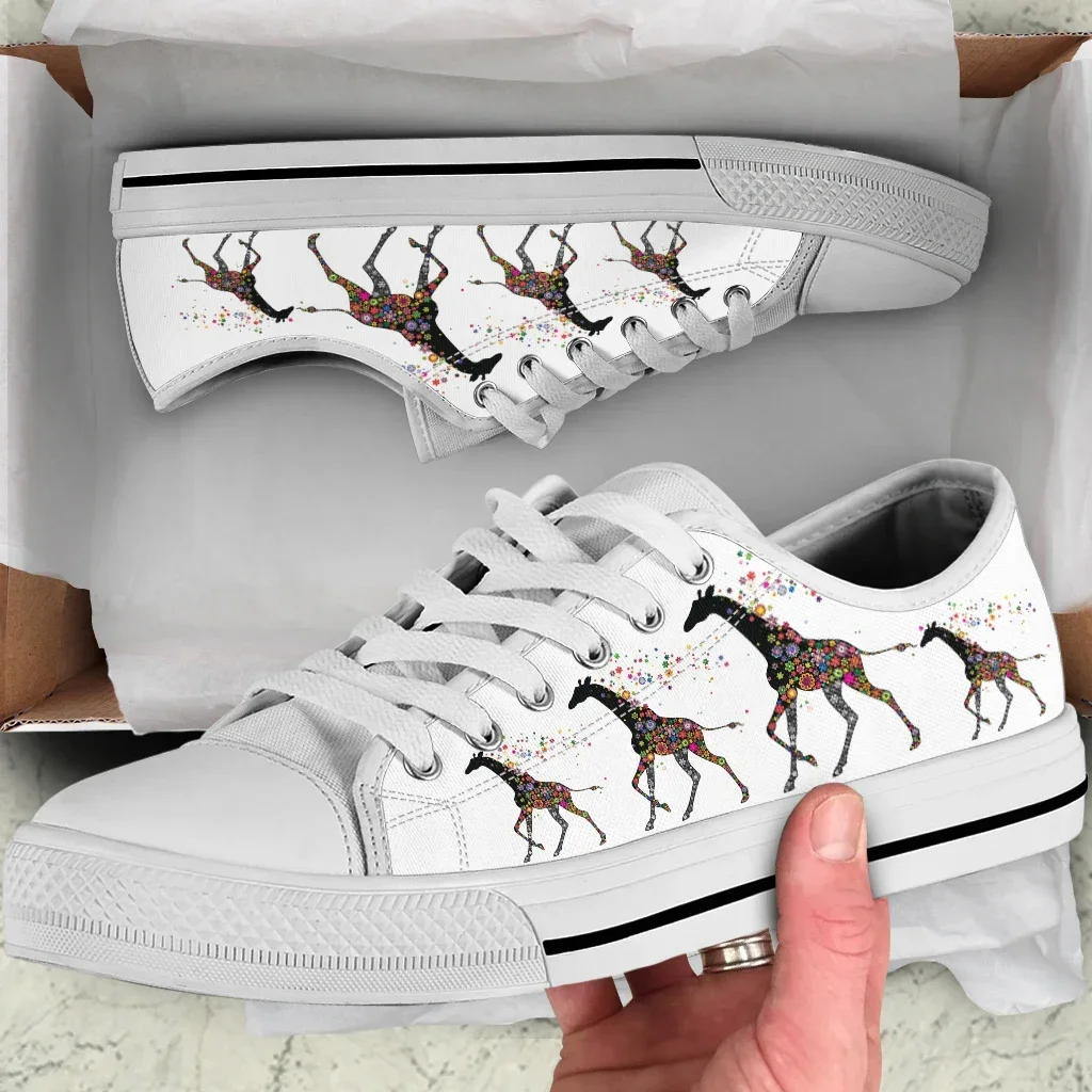 Giraffe Floral Painting Women Canvas Shoes Fashion Summer Casual Sneakers Student Sport Shoes Low Top Woman Vulcanize Shoes