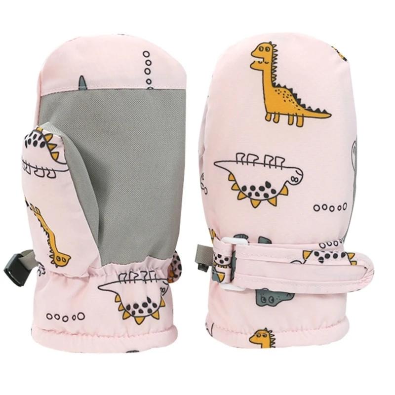 Adjustable Snow Mittens Waterproof Snow Gloves Cartoon Windproof Ski Mittens Quick Drying Design Gloves for Infants 5