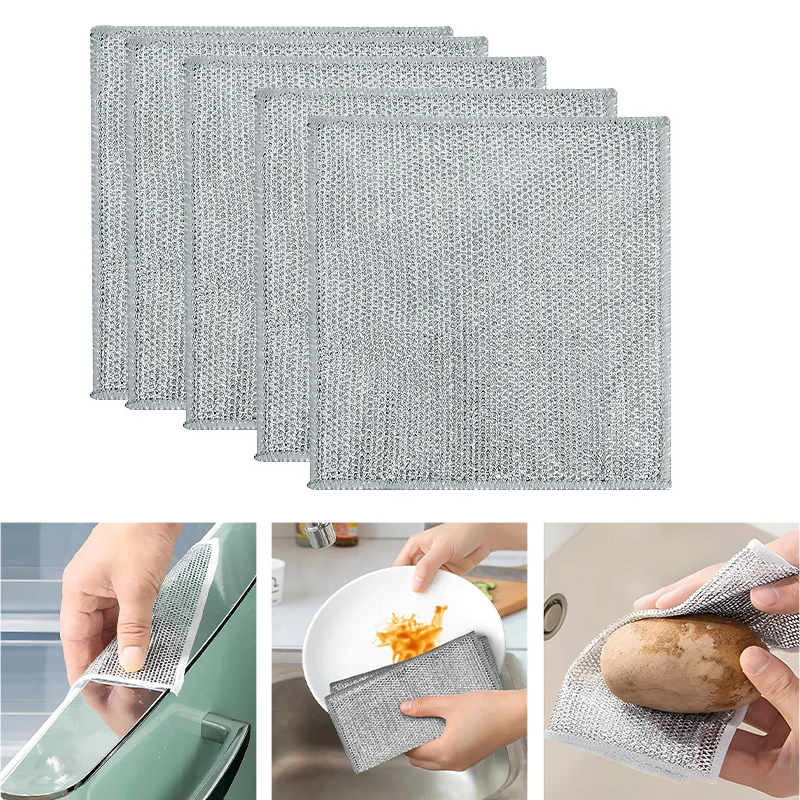 Steel Kitchen Dishcloth Multipurpose Wire Dishwashing Rag Clean