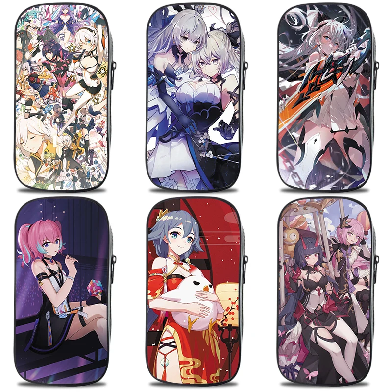 

21cm X 10cm Honkai Impact3 Pencil Cases Bags Anime Game Murata Himeko Bronya Zaychik Kiana Kaslana Student Stationery Storage