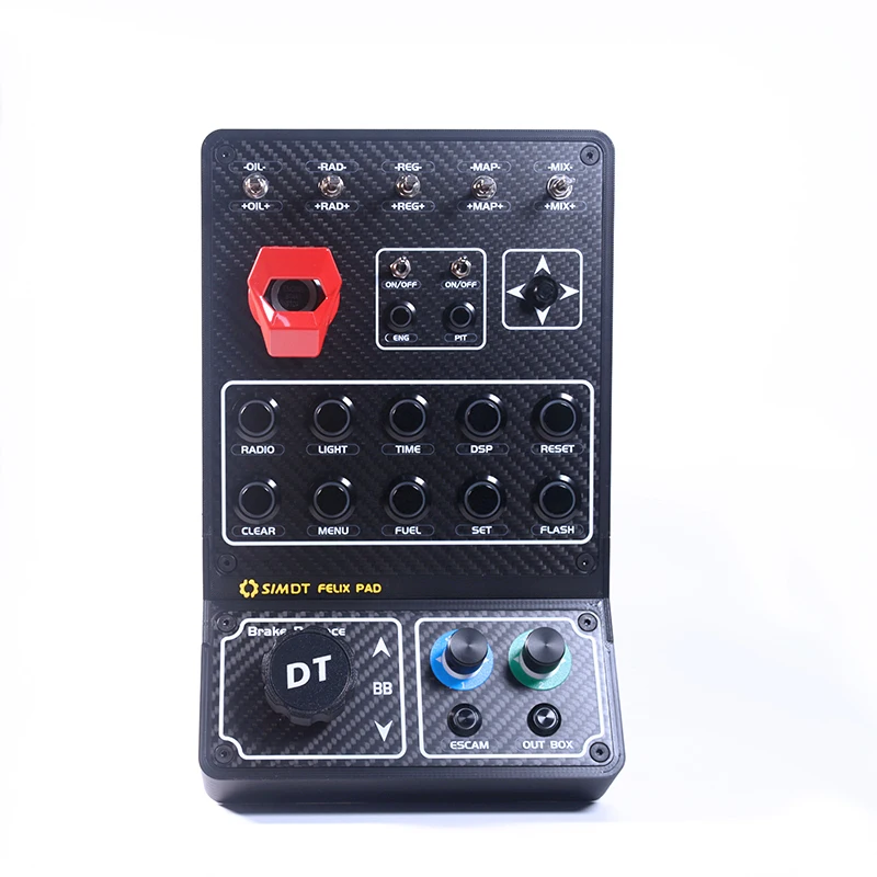 Boîte de commande multifonctionnelle pour simulateur de camion RC avec texture fibre de carbone et lumières LED
