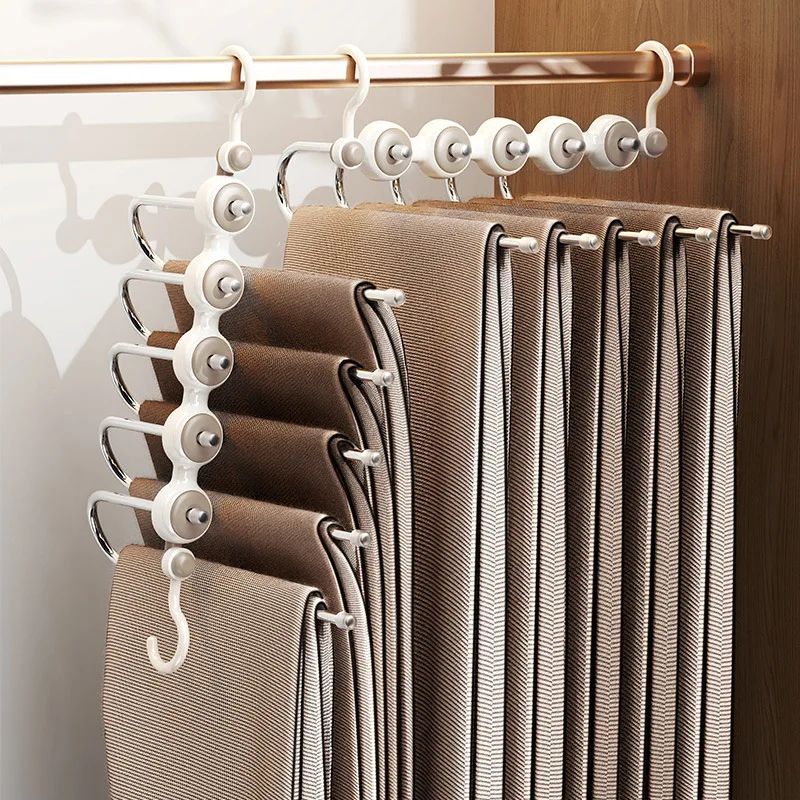 

Folding pants rack, multifunctional multi-layer pants hanger, household magic seamless pants clip, wardrobe storage artifact