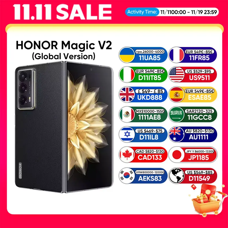 グローバル版 Honor Magic V2 折りたたみ式スマートフォン 7.92インチ