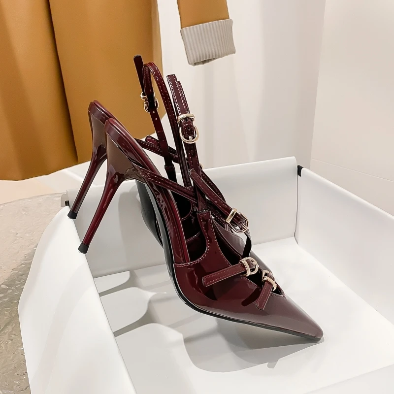 New Spring and Summer Women's High Heels, Stiletto Sandals, One-line Straps, Empty Back Shoes, Versatile High Heels
