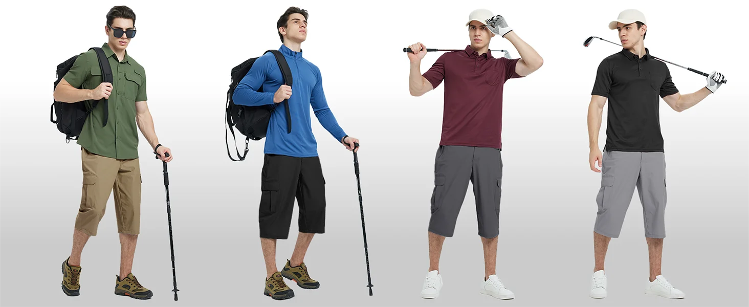 EKLENTSON Sommer Quick Dry Shorts Herren Leichte 3/4 Cargo Short Workout Sport Outdoor Hosen Wandern Joggen Camping Hosen – Detail 4