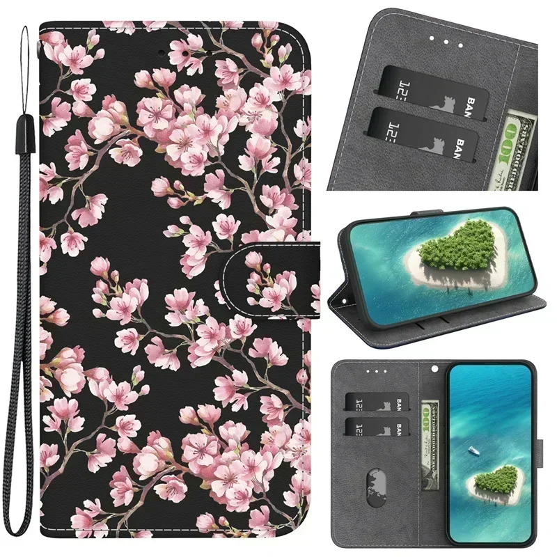 Magnetic Geometric Textile Wallet Book Cover Phone Case