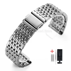 Stainless Steel Universal Watch Strap with Metal Folding Buckle - 22mm (Silver)
