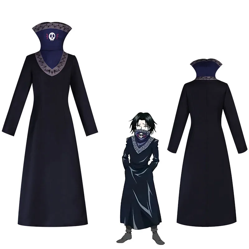 Anime HxH Feitan Pōtoo Cosplay Costume Black Coat Uniform Dress