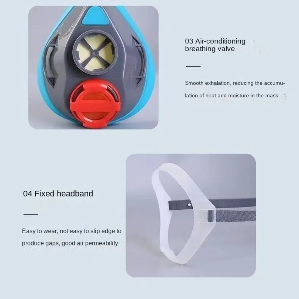 Demi-masque anti-poussière en silicone gris - Filtre remplaçable