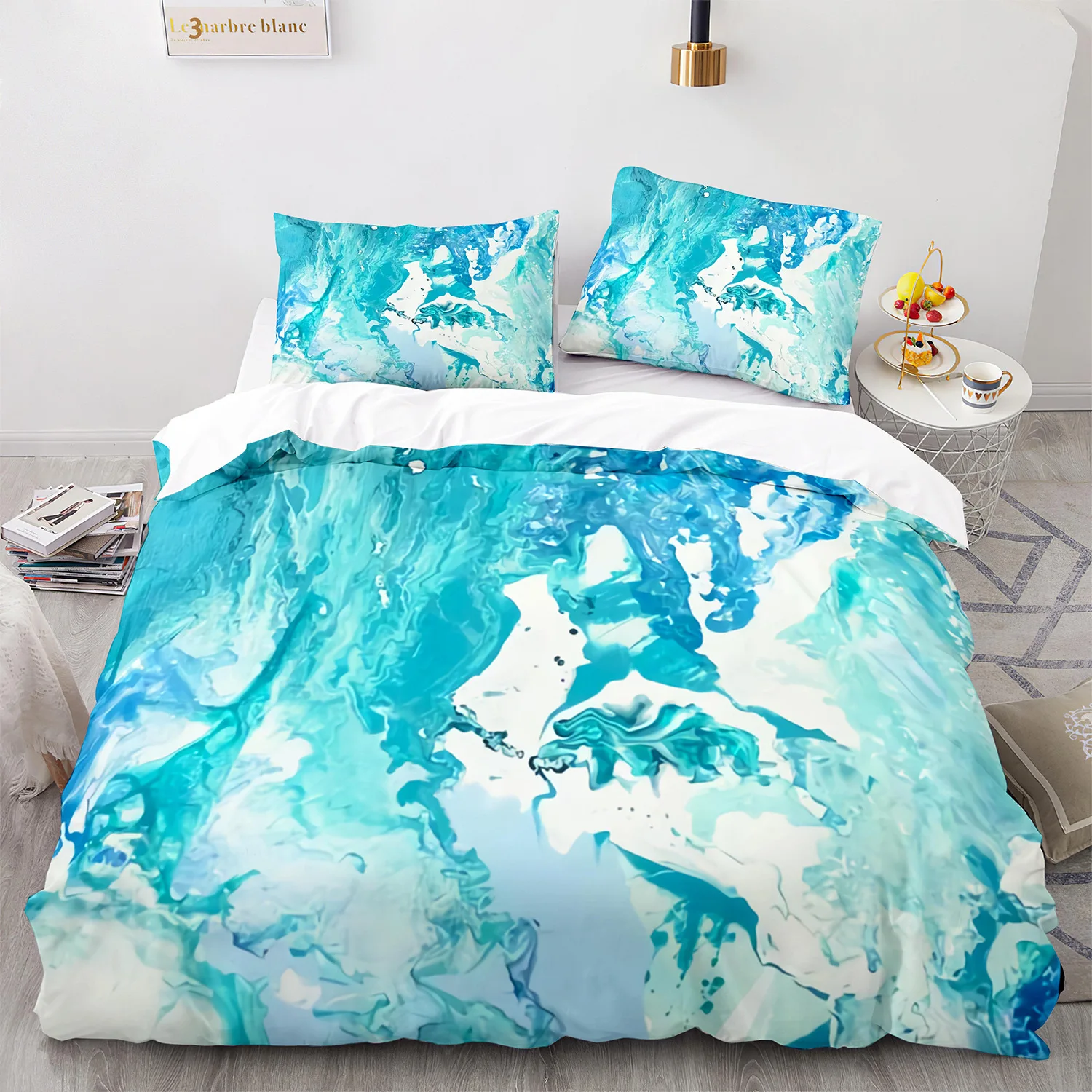 ClearloveWL Duvet Cover Set, Marble Printing Bedding Set Bedroom Soft  Double Bed Home Comfortable Duvet Cover Cover And Pillowcase (Color :  BDT0002, Size : EU Double-210x210cm) : : Home & Kitchen