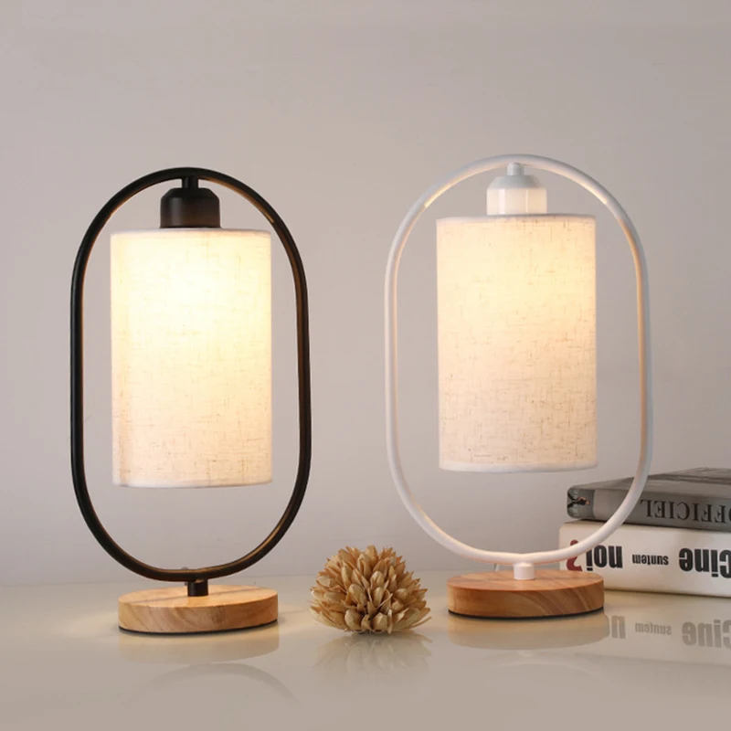 

2022 Originele 1Pc E27 Nordic Eenvoudige Slaapkamer Nachtkastje Bureaulamp Thuis Houten Base Led Reading Night Light