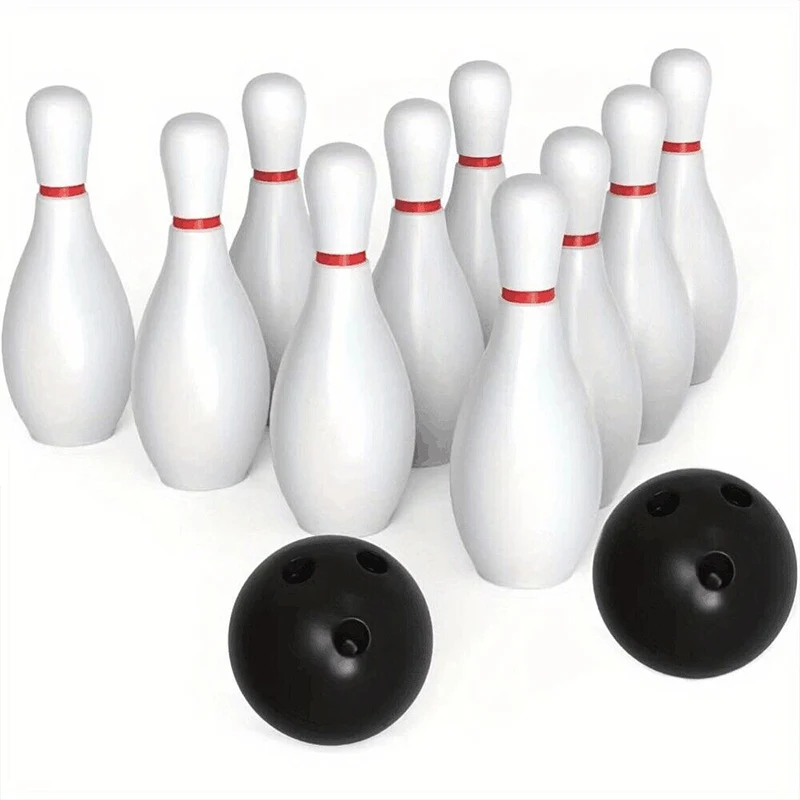 1 set bowling game set circle stacking sports ball games (10 bottles 2 balls)