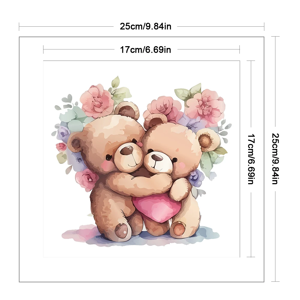 Cross stitch kit 25*25CM full embroidery eco-cotton thread 18CT cartoon animals print canvas for home decor painting