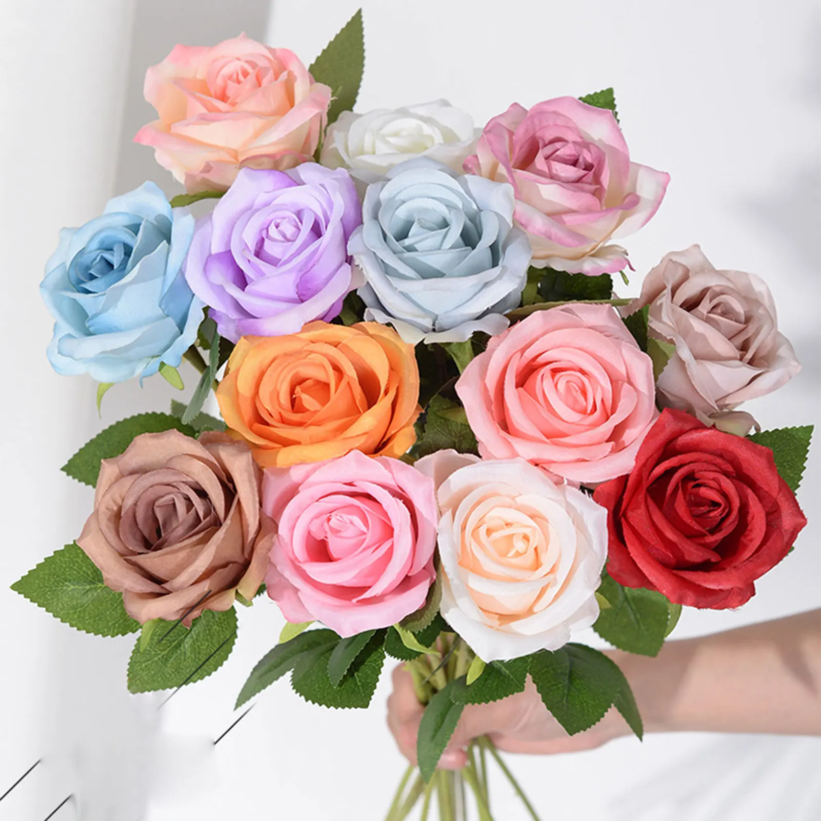 

Fake Roses Artificial Flowers Bulk 12pcs Artificial Roses With Stems For Wedding Arrangement Centerpieces Party Home Table Decor