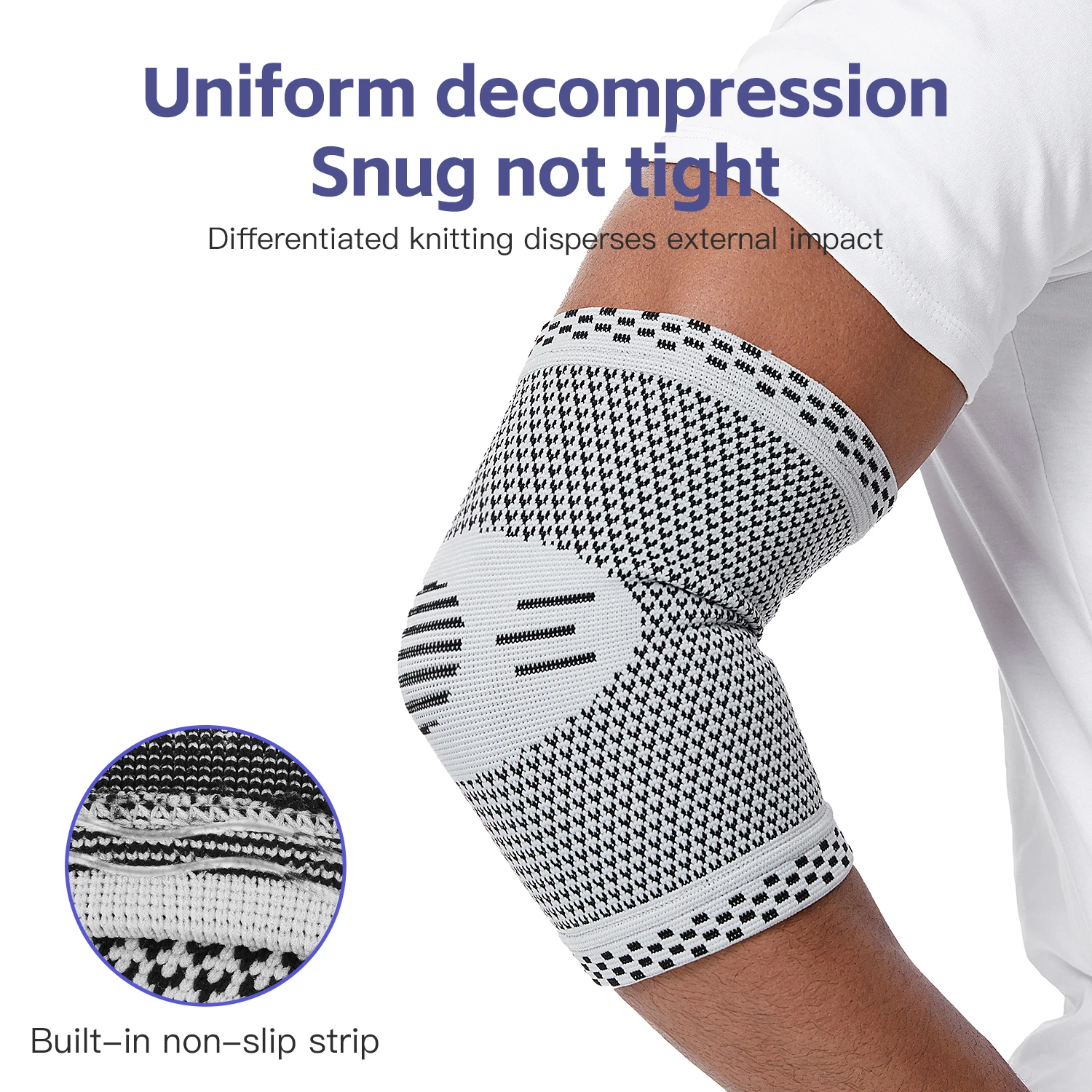 1Pcs Fitness Elbow Brace Compression Support Sleeve for Tendonitis, Tennis Elbow, Golf Treatment - Reduce Joint Pain