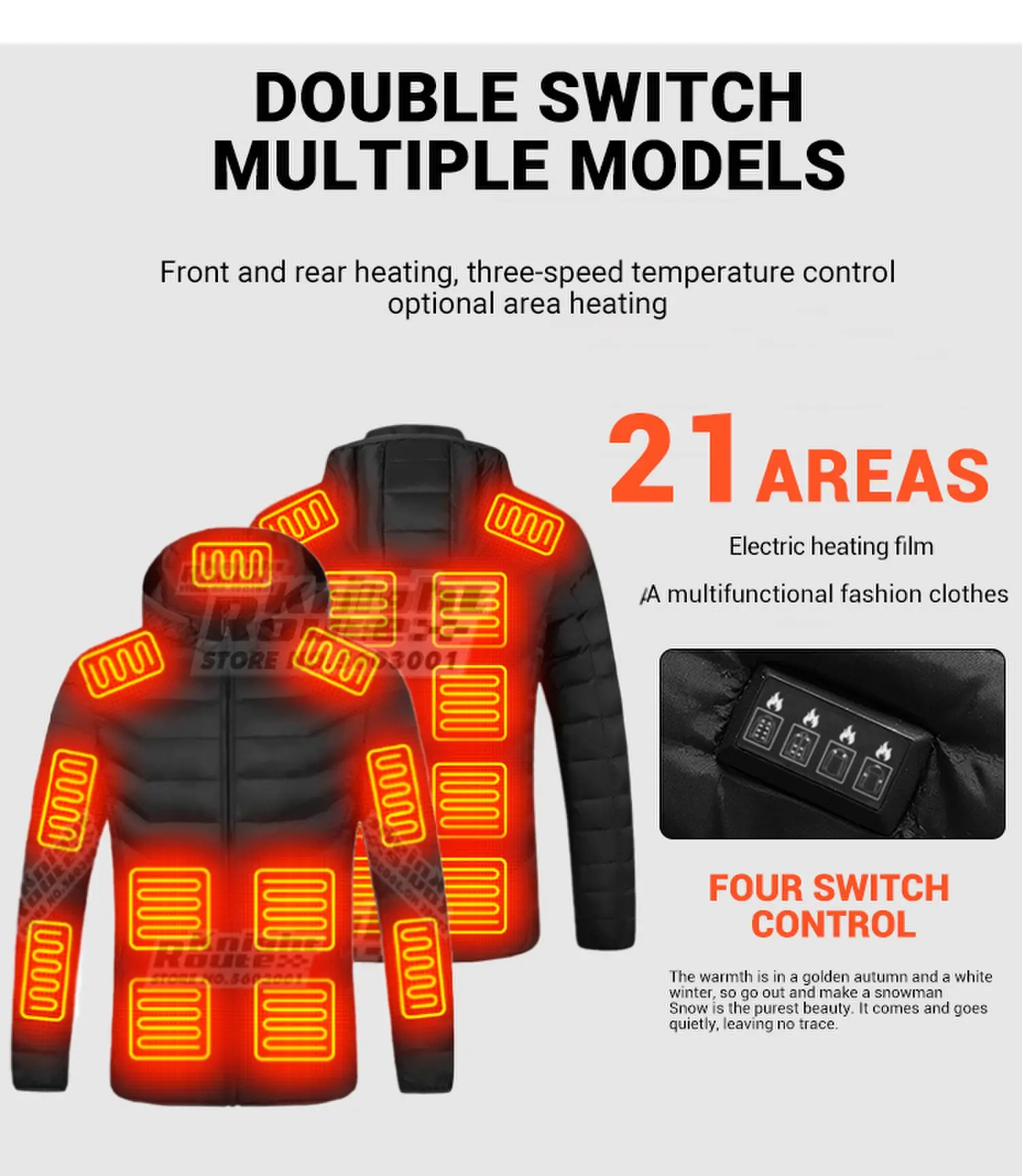 Interruptores, Roupa Aquecida Eléctrica USB, Colete de