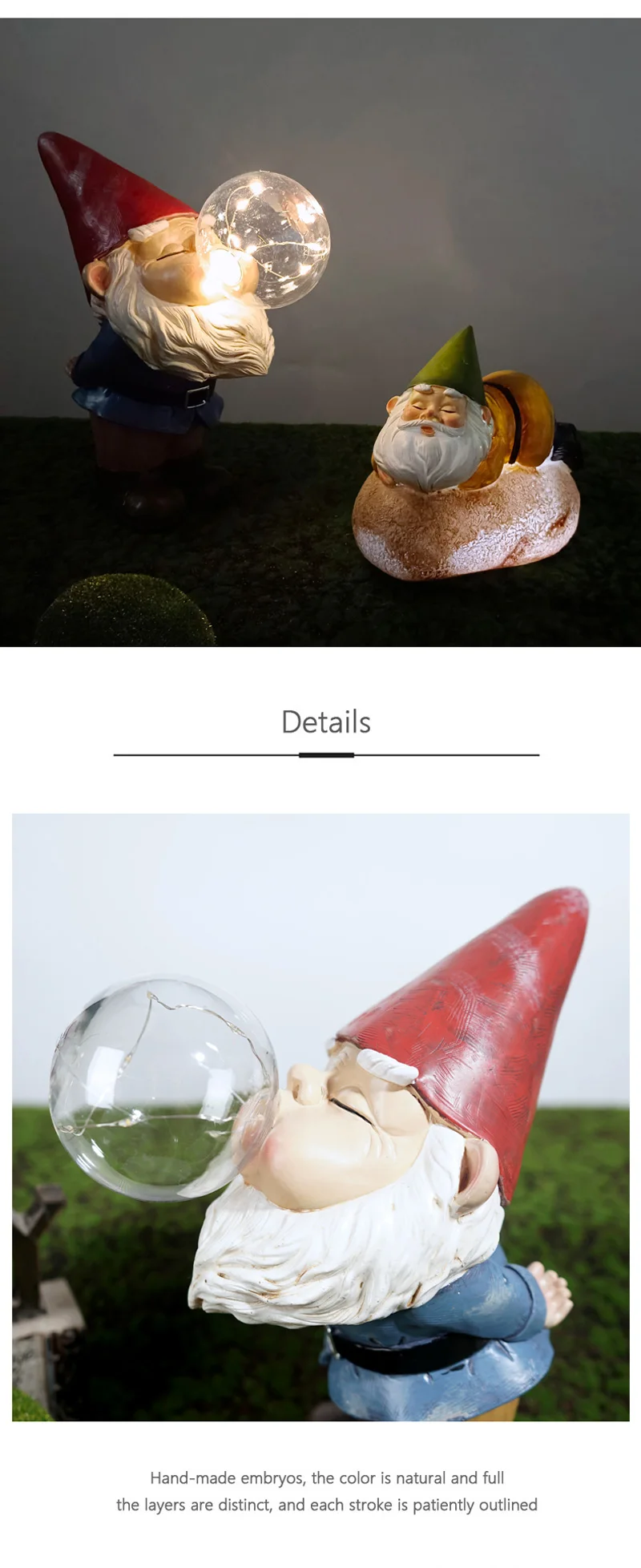 Resin Dwarf Bubble Solar Light Figurines