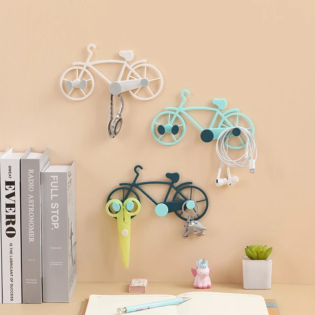 Gancho creativo de decoración de pared en forma de Cyclebike, bolsa de llaves  sin perforaciones, Soporte