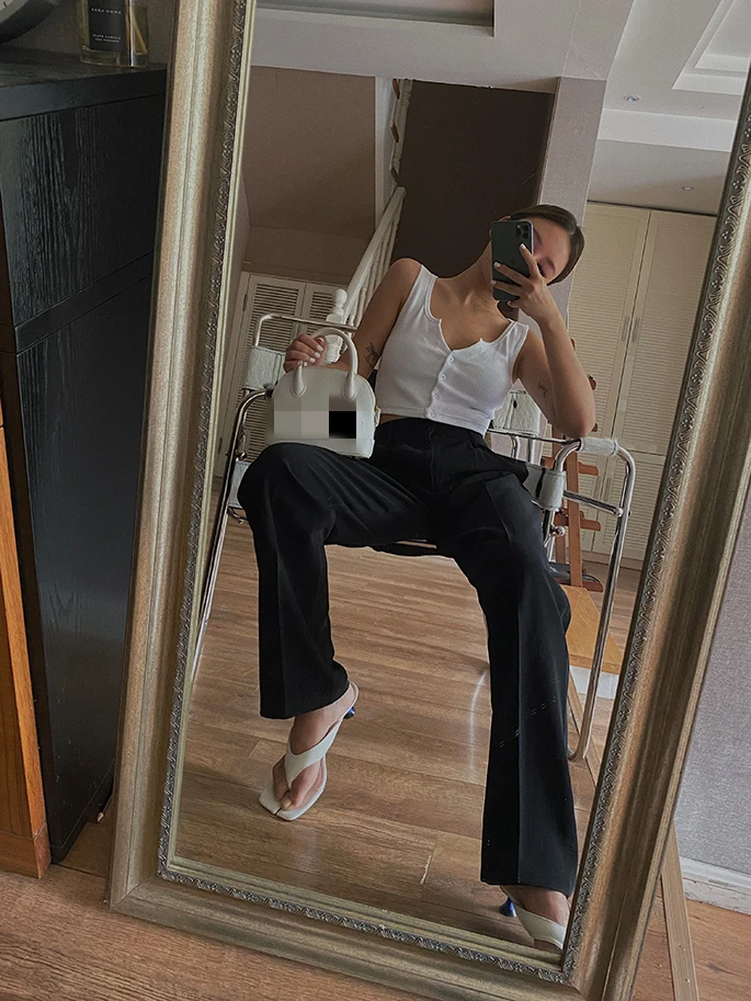 Spring New Office Lady High Quality Elegant Casual Fashion Wide Leg Women Female Pants Hot Sales