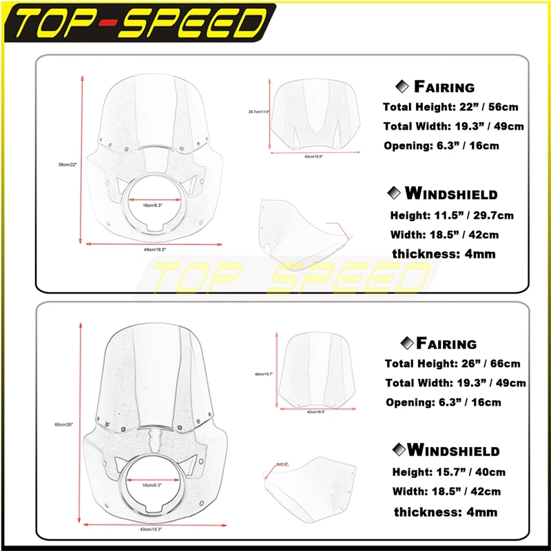 Black 5 3/4" Headlight Cowl Fairing Front Light Fairing Windshield for Harley Cafe Racer Dyna Street Bob Wide Glide Thug Style