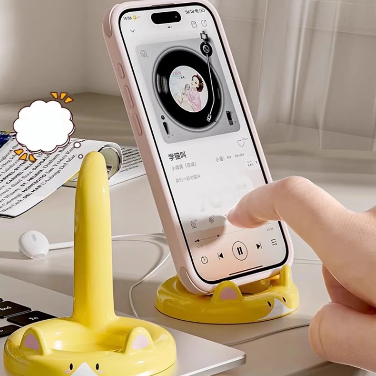 Cartoon Cat Phone Holder Universal Phone Stand Lazy Tablet Storage Rack