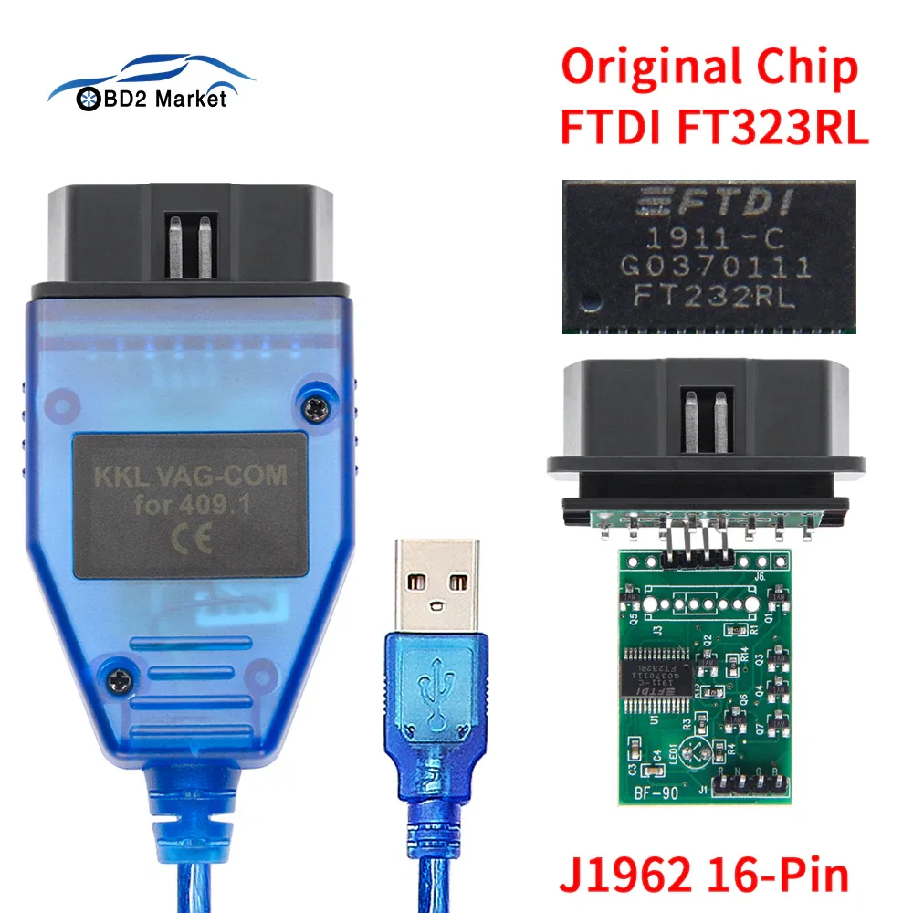 Vag Com 409.1 Kkl Ecu Scan Con Ftdi Ft232Rl Obd 2 Cavo Di Interfaccia Diagnostica Per Auto Per Vw/Audi/Skoda/Seat Vcds Strumento Scanner Automatico