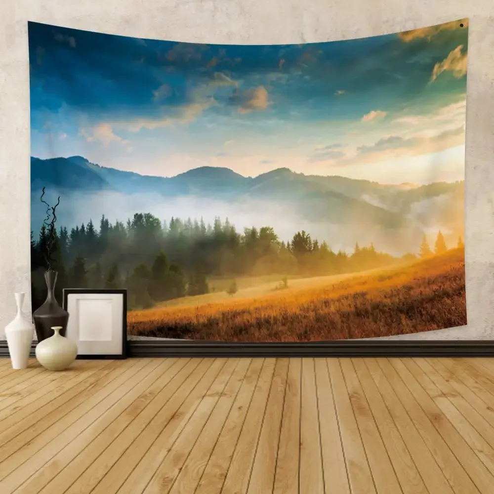 VIKAMA Mountain Pine Forest Wandteppich, der eine frische, natürliche Atmosphäre schafft, ideal für Schlafzimmer, Wohnzimmer und Gästehäuser. – Detail 4