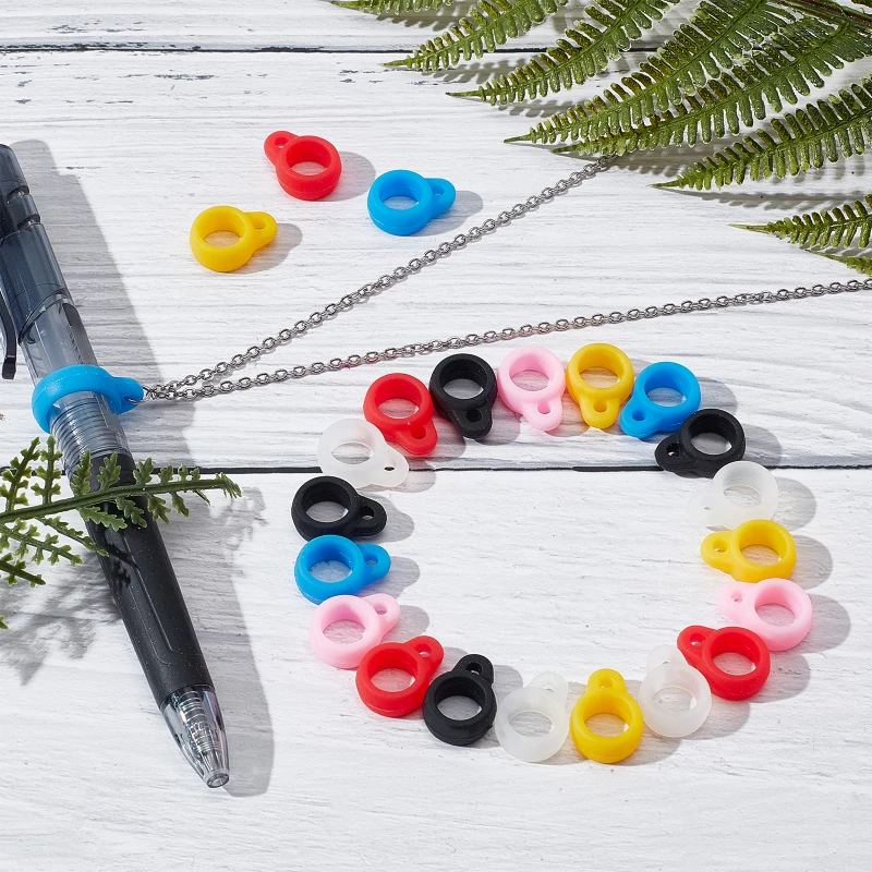 Anti-Lost Silicone Rubber Rings Holder 24PCS 6 Colors Multipurpose Adjustable Cases Necklace Lanyard Replacement Pendant silicone rings