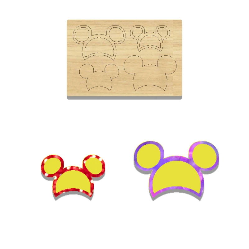 

BY38-3-4 Wooden Cutting Die For Empty Handed Rocking Toy In Mickey's Head Portrait, Applicable To Most Machines
