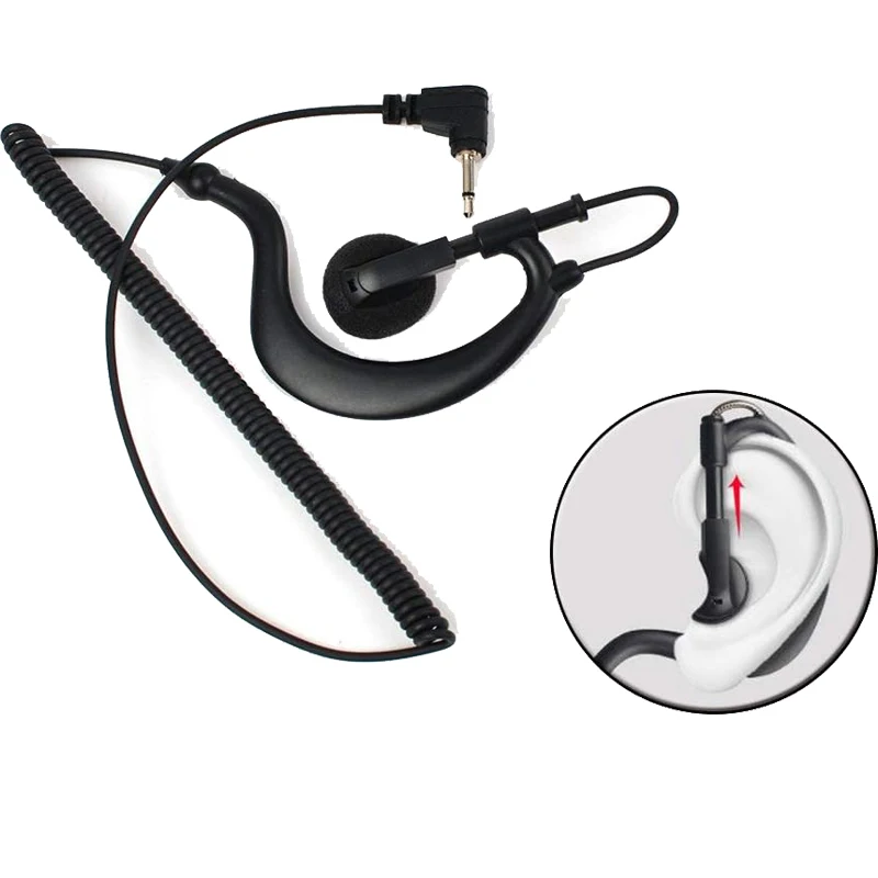 RISENKE-G Shape Surveillance Headset for Two Way Radio, Police Receive and Listen Only Earpiece, Soft Ear Hook, 3.5mm