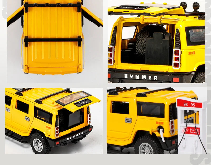 1/24 HUMMER H2 Alloy Car Model Diecasts & Toy Metal Off-road Vehicles Car Model Simulation Sound and Light Collection Kids Gifts