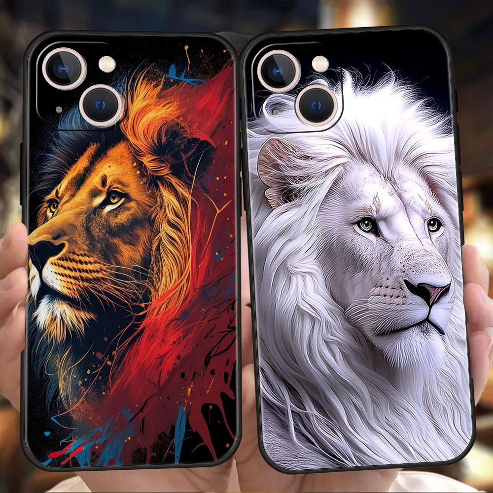 

The Lion Phone Case Cover for iPhone 15 14 13 12 Pro Max XR XS X 11 7 8 Plus SE 2020 13 Mini Silicone Soft Shell Coque Funda Bag